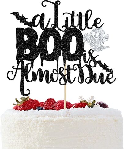 A Little Boo is Almost Due Cake Topper, Halloween Baby Shower Decorations for Girl, Girls Halloween Theme Baby Shower Birthday Party Decorations(Pink) in Saudi Arabia