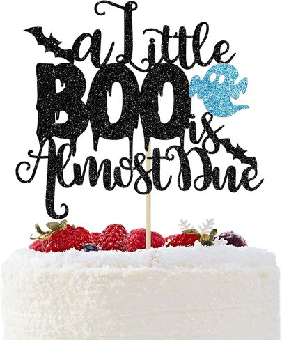 A Little Boo is Almost Due Cake Topper, Halloween Baby Shower Decorations for Girl, Girls Halloween Theme Baby Shower Birthday Party Decorations(Pink) in Kuwait