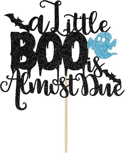 A Little Boo is Almost Due Cake Topper, Halloween Baby Shower Decorations for Girl, Girls Halloween Theme Baby Shower Birthday Party Decorations(Pink) in Kuwait