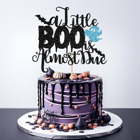 A Little Boo is Almost Due Cake Topper, Halloween Baby Shower Decorations for Girl, Girls Halloween Theme Baby Shower Birthday Party Decorations(Pink) in Kuwait