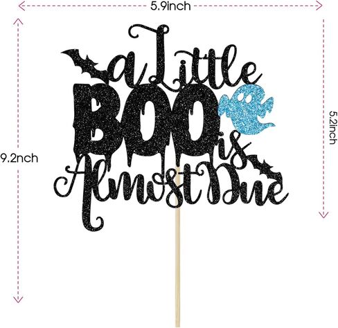 A Little Boo is Almost Due Cake Topper, Halloween Baby Shower Decorations for Girl, Girls Halloween Theme Baby Shower Birthday Party Decorations(Pink) in Kuwait