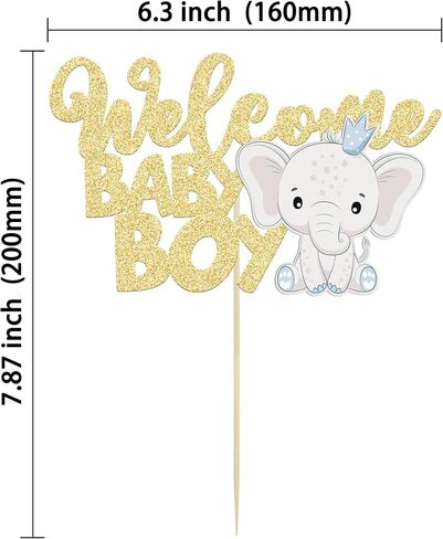 Gyufise Blue Elephant كعكة عيد ميلاد سعيد Topper - Glitter Jungle Animal موضوع اختيار ديكورات للاستحمام الطفل ، لوازم الحفلات الأولاد (1 مساءً) in Saudi Arabia