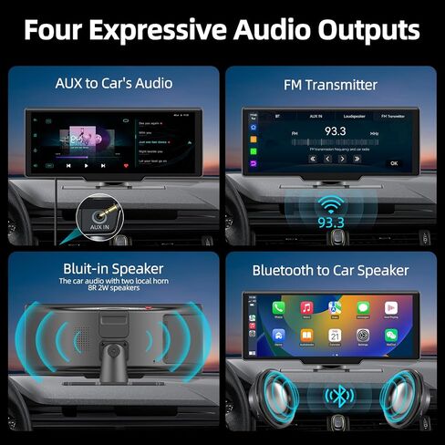 Portable Apple Carplay Screen for Car, 9" HD Car Stereo Screen with Android Auto& Carplay, 1080p Backup Camera, Voice Control, Mirror Link, Bluetooth, GPS Navigation, Aux- Fits All Vehicles in Saudi Arabia