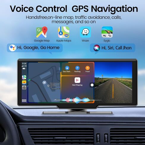Portable Apple Carplay Screen for Car, 9" HD Car Stereo Screen with Android Auto& Carplay, 1080p Backup Camera, Voice Control, Mirror Link, Bluetooth, GPS Navigation, Aux- Fits All Vehicles in Saudi Arabia