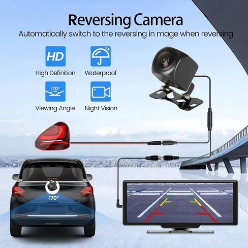 Portable Apple Carplay Screen for Car, 9" HD Car Stereo Screen with Android Auto& Carplay, 1080p Backup Camera, Voice Control, Mirror Link, Bluetooth, GPS Navigation, Aux- Fits All Vehicles in Saudi Arabia