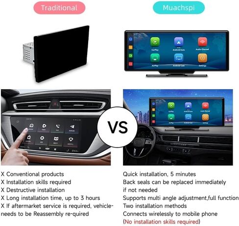 Portable Apple Carplay Screen for Car, 9" HD Car Stereo Screen with Android Auto& Carplay, 1080p Backup Camera, Voice Control, Mirror Link, Bluetooth, GPS Navigation, Aux- Fits All Vehicles in Saudi Arabia
