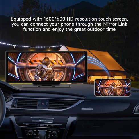 Portable Apple Carplay Screen for Car, 9" HD Car Stereo Screen with Android Auto& Carplay, 1080p Backup Camera, Voice Control, Mirror Link, Bluetooth, GPS Navigation, Aux- Fits All Vehicles in Saudi Arabia