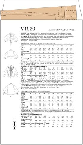 Vogue Misses 'Top Pattern Top Packet ، رمز التصميم V1939 ، الأحجام 8-10-12-14-14 in Saudi Arabia