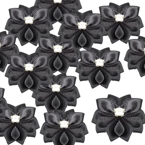 Pson 50pcs 1.18 بوصة زهور الشريط الساتين ، زين زهرة صغيرة ، زين راينستون الورد ل DIY ، الحرف ، إكليل ، التفاف (أبيض) in Kuwait