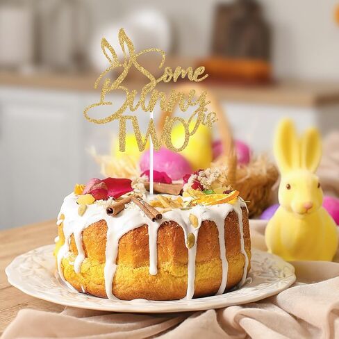 Some Bunny is Two Cake Topper, Bunny 2nd Birthday/Two Sweet, Rabitt Ear Theme 2nd Birthday Party Decorations, Easter Birthday Cake Decorations for Boys Girls in Saudi Arabia