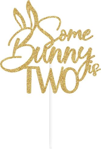 Some Bunny is Two Cake Topper, Bunny 2nd Birthday/Two Sweet, Rabitt Ear Theme 2nd Birthday Party Decorations, Easter Birthday Cake Decorations for Boys Girls in Saudi Arabia