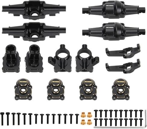 RCAWD 100g FCX24 Brass Weighted Portal Axles Housing Set & Front Rear Steering Blocks Gear Cover & C Hub Carrier FMS Power Wagon Smasher Lemur & FCX18 LC80 Upgrades Parts Black in Saudi Arabia