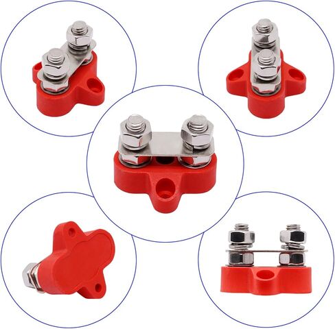 شريط الحافلة 250 أمبير، كتل توزيع الطاقة بمسامير 5/16 بوصة، شريط ناقل البطارية، 12 فولت - 48 فولت تيار مستمر، قضيب بطارية إيجابي وأرضي مع غطاء للنظام الكهربائي الشمسي لقارب السيارة RV، أحمر وأسود، قطعتان in Kuwait