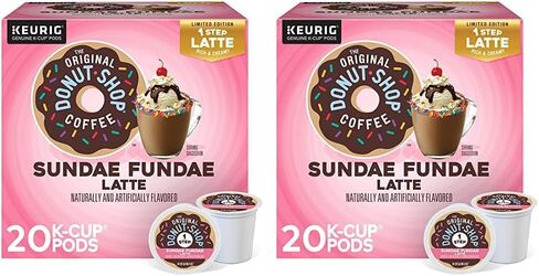 ذا أوريجينال دونات شوب Sundae Fundae One Step Latte، كبسولات Keurig Single Service K-Cup، 60 قطعة (6 عبوات من 10) in Saudi Arabia