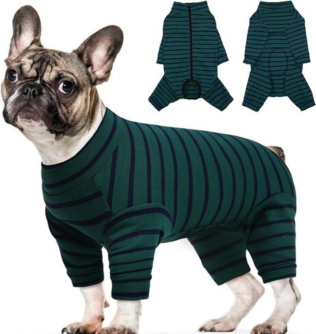 Kuoser Recovery Suit for Medium Dogs After Surgery, Long Sleeve Dog Surgery Recovery Suit, Dog Onesie for Abdominal Wounds Skin Disease, Green M in Kuwait