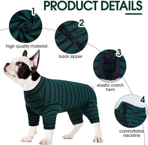 Kuoser Recovery Suit for Medium Dogs After Surgery, Long Sleeve Dog Surgery Recovery Suit, Dog Onesie for Abdominal Wounds Skin Disease, Green M in Kuwait
