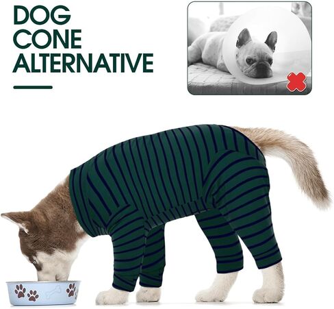 Kuoser Recovery Suit for Medium Dogs After Surgery, Long Sleeve Dog Surgery Recovery Suit, Dog Onesie for Abdominal Wounds Skin Disease, Green M in Kuwait