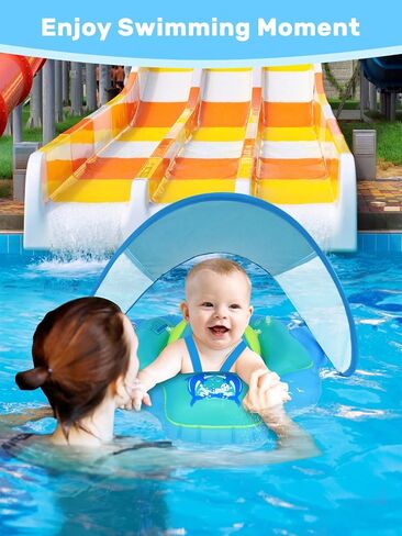 بركة الأطفال ، تعويم ، Meegoo Baby Swim Float مع مظلة قابلة للإزالة وحماية upf50+ ، حمام سباحة قابلة للنفخ للرضع يطفو على الأطفال الذين تتراوح أعمارهم بين 3-36 أشهر ، ومدرب السباحة in Kuwait