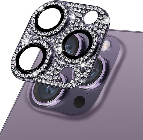 for iPhone 16 Pro/16 Pro Max Camera Lens Protector, Glitter Tempered Glass Camera Screen Protector Bling Diamond Metal Lens Cover for 16 Pro/16 Pro Max Camera Accessories, Gold in Kuwait