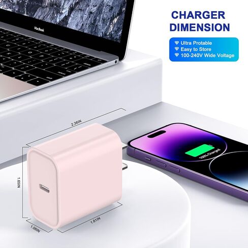 3Pack iPhone 15 Charge Block,USB C Charger,Apple Charger Adapter,Quick Fast Charging PD Adapter Plug 20W Power Delivery Type C Fast Charging Block for iPhone 15/14/13/12/11/X,iPad Pro/Air/Mini/AirPods in Kuwait