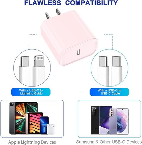 3Pack iPhone 15 Charge Block,USB C Charger,Apple Charger Adapter,Quick Fast Charging PD Adapter Plug 20W Power Delivery Type C Fast Charging Block for iPhone 15/14/13/12/11/X,iPad Pro/Air/Mini/AirPods in Kuwait
