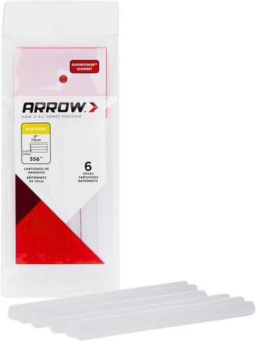 Arrow SS3M مجموعة عصي غراء بطيئة الحجم كاملة لمسدسات الغراء الساخن، تستخدم في درجة الحرارة العالية والمنخفضة لصياغة درجة الحرارة، والهوايات، ومشاريع الإصلاح العامة، 25.4 سم × 1/2 بوصة، شفافة، 12 حزمة in Kuwait