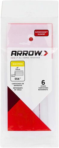 Arrow SS3M مجموعة عصي غراء بطيئة الحجم كاملة لمسدسات الغراء الساخن، تستخدم في درجة الحرارة العالية والمنخفضة لصياغة درجة الحرارة، والهوايات، ومشاريع الإصلاح العامة، 25.4 سم × 1/2 بوصة، شفافة، 12 حزمة in Kuwait