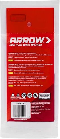 Arrow SS3M مجموعة عصي غراء بطيئة الحجم كاملة لمسدسات الغراء الساخن، تستخدم في درجة الحرارة العالية والمنخفضة لصياغة درجة الحرارة، والهوايات، ومشاريع الإصلاح العامة، 25.4 سم × 1/2 بوصة، شفافة، 12 حزمة in Kuwait