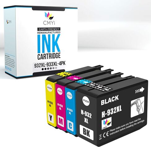 932XL 933XL Replacement Combo Pack Ink Cartridges for HP OfficeJet 6100 - H611a, 6600-H711a, 6600-H711g, 6700-H711n, 7110-H812a, 7510, 7610, 7612, 7620 (1 Black, 1 Cyan, 1 Magenta, 1 Yellow) in Saudi Arabia