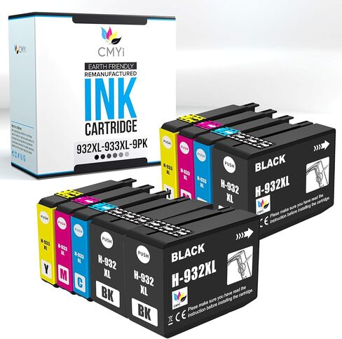 932XL 933XL Replacement Combo Pack Ink Cartridges for HP OfficeJet 6100 - H611a, 6600-H711a, 6600-H711g, 6700-H711n, 7110-H812a, 7510, 7610, 7612, 7620 (1 Black, 1 Cyan, 1 Magenta, 1 Yellow) in Saudi Arabia