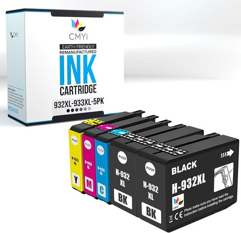 932XL 933XL Replacement Combo Pack Ink Cartridges for HP OfficeJet 6100 - H611a, 6600-H711a, 6600-H711g, 6700-H711n, 7110-H812a, 7510, 7610, 7612, 7620 (1 Black, 1 Cyan, 1 Magenta, 1 Yellow) in Saudi Arabia