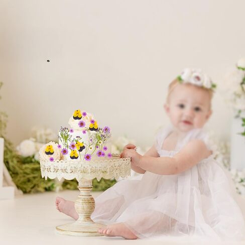 Ephlyn 24Pcs Wildflower Cake Toppers Wildflower Decor Baby In Bloom Baby Shower Cake Toppers for Women Birthday Bridal Shower Wedding Party Decoration Purple A in Saudi Arabia