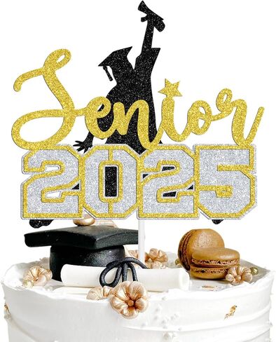 Congrats Teacher Cake Topper, From Student to Teacher/Future Teacher, College Graduation Party Decorations Supplies, Black and Gold Glitter in Kuwait