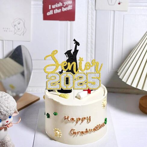 Congrats Teacher Cake Topper, From Student to Teacher/Future Teacher, College Graduation Party Decorations Supplies, Black and Gold Glitter in Kuwait