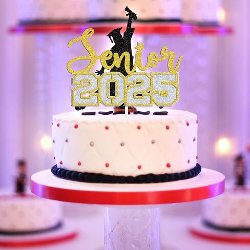 Congrats Teacher Cake Topper, From Student to Teacher/Future Teacher, College Graduation Party Decorations Supplies, Black and Gold Glitter in Kuwait