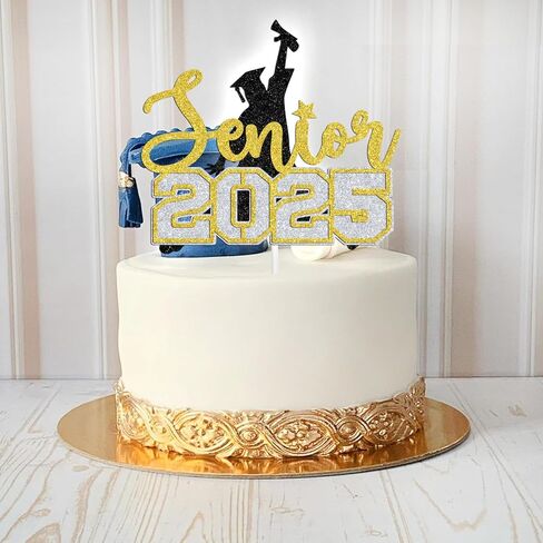 Congrats Teacher Cake Topper, From Student to Teacher/Future Teacher, College Graduation Party Decorations Supplies, Black and Gold Glitter in Kuwait