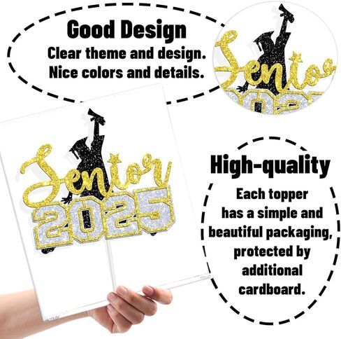 Congrats Teacher Cake Topper, From Student to Teacher/Future Teacher, College Graduation Party Decorations Supplies, Black and Gold Glitter in Kuwait