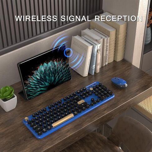 Colorful Wireless Computer Keyboard and Mouse Combo with Round Typewriter Keycaps, Retro Design, Power Switch, Ergonomic Design, 2.4GHz Wireless for Windows, Mac, PC(Dark Green) in Saudi Arabia