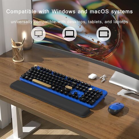 Colorful Wireless Computer Keyboard and Mouse Combo with Round Typewriter Keycaps, Retro Design, Power Switch, Ergonomic Design, 2.4GHz Wireless for Windows, Mac, PC(Dark Green) in Saudi Arabia