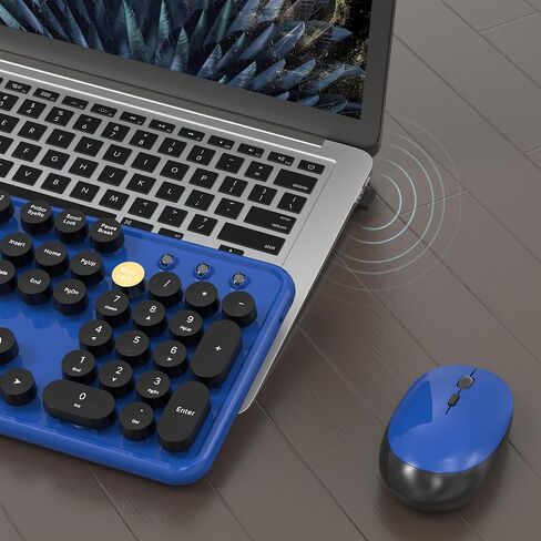 Colorful Wireless Computer Keyboard and Mouse Combo with Round Typewriter Keycaps, Retro Design, Power Switch, Ergonomic Design, 2.4GHz Wireless for Windows, Mac, PC(Dark Green) in Saudi Arabia