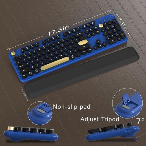 Colorful Wireless Computer Keyboard and Mouse Combo with Round Typewriter Keycaps, Retro Design, Power Switch, Ergonomic Design, 2.4GHz Wireless for Windows, Mac, PC(Dark Green) in Saudi Arabia