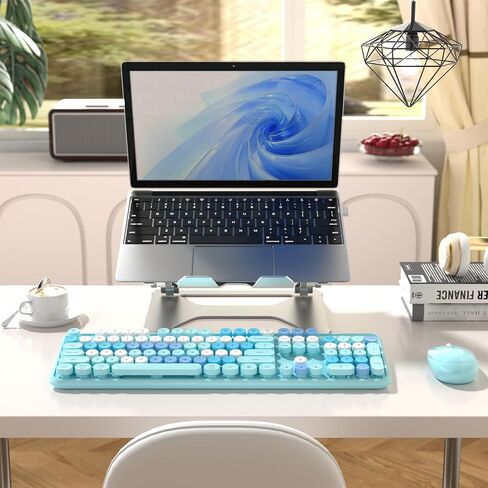 Colorful Wireless Computer Keyboard and Mouse Combo with Round Typewriter Keycaps, Retro Design, Power Switch, Ergonomic Design, 2.4GHz Wireless for Windows, Mac, PC(Dark Green) in Saudi Arabia