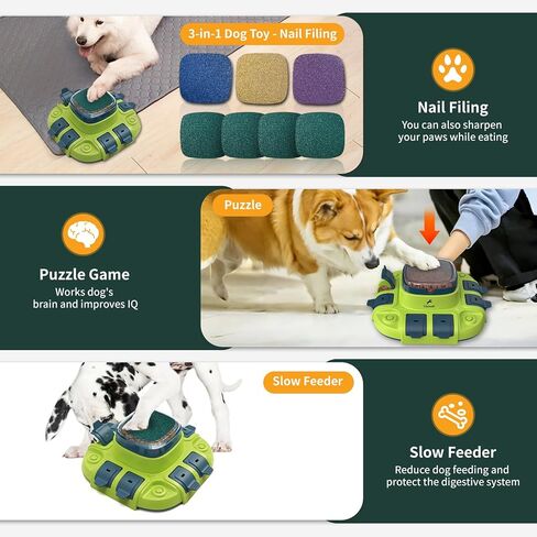 Dog Nail File, EliaValth Dog Scratcher, 3-in-1 Dog Toys For Dog Puzzle Toy 2 Level, Slow Feeder Dog Bowls And Dog File For Nails, Nail File For Dogs, Dog Nail Scratch board, Dog Nail File Board Yellow in Saudi Arabia