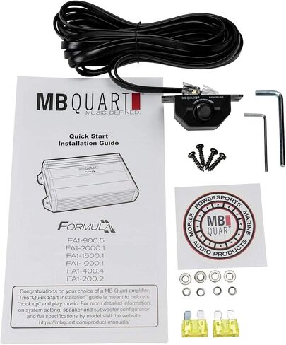 مضخم صوت للسيارة MB Quart FA1-2000.1 أحادي القناة (أسود) - فئة SQ Amp، 2000 واط، 1 أوم ثابت، كروس إلكتروني متغير، حماية نظام LED، اتصالات شديدة التحمل، جهاز تحكم عن بعد متضمن in Kuwait