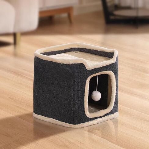Cat House ناعم ودائم متعدد المستويات فيلا Cat Cat Cat Tower مع الخدش بوست ، عش الشقة الدافئة للنوم ، والباقي يلعب مثاليًا لجميع الفصول (الرمادي ، الصغير) in Kuwait