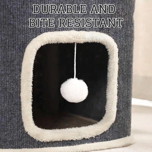 Cat House ناعم ودائم متعدد المستويات فيلا Cat Cat Cat Tower مع الخدش بوست ، عش الشقة الدافئة للنوم ، والباقي يلعب مثاليًا لجميع الفصول (الرمادي ، الصغير) in Kuwait