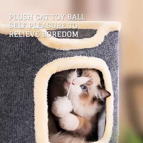 Cat House ناعم ودائم متعدد المستويات فيلا Cat Cat Cat Tower مع الخدش بوست ، عش الشقة الدافئة للنوم ، والباقي يلعب مثاليًا لجميع الفصول (الرمادي ، الصغير) in Kuwait