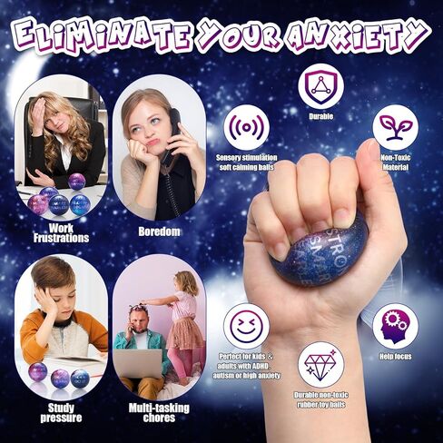 Libima 120 Pcs Galaxy Stress Balls Bulk 2 Inches Outer Space Foam Stress Balls for Squeeze Fidget Birthday Astronaut Party Favors School Class Reward Carnival Gift (Galaxy A) in Kuwait