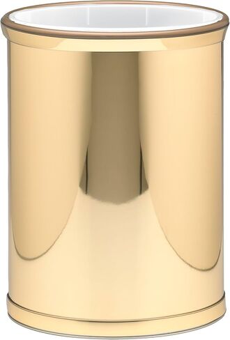 Kraftware Mylar Collection Wastebasket with Plastic Liner, adds Luxurious Style to the Home or Office, Bathroom or Bedroom, 13 Quart, 2 piece set with Liner for Easy Cleanup, Chrome w Chrome Trim in Kuwait