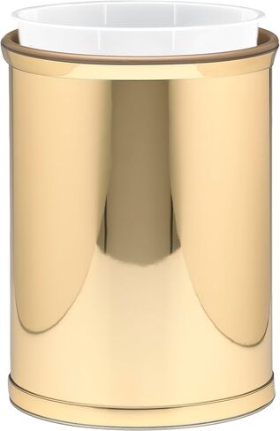 Kraftware Mylar Collection Wastebasket with Plastic Liner, adds Luxurious Style to the Home or Office, Bathroom or Bedroom, 13 Quart, 2 piece set with Liner for Easy Cleanup, Chrome w Chrome Trim in Kuwait